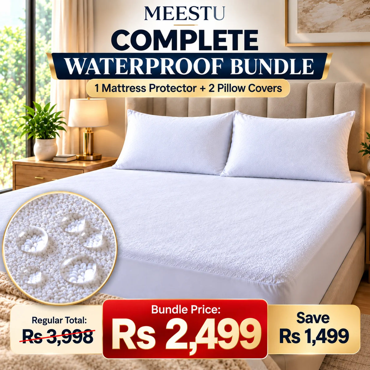 Bundle-Waterproof Mattress Protector+Pillow Cover