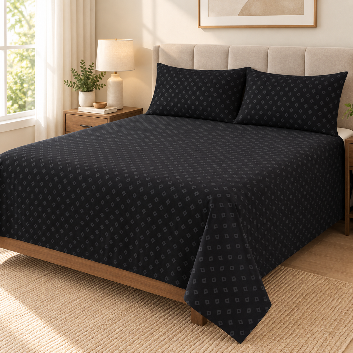 Black Geomatric-Cotton Bedsheet