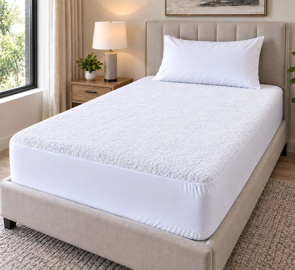 Waterproof Mattress Protector-White-Single