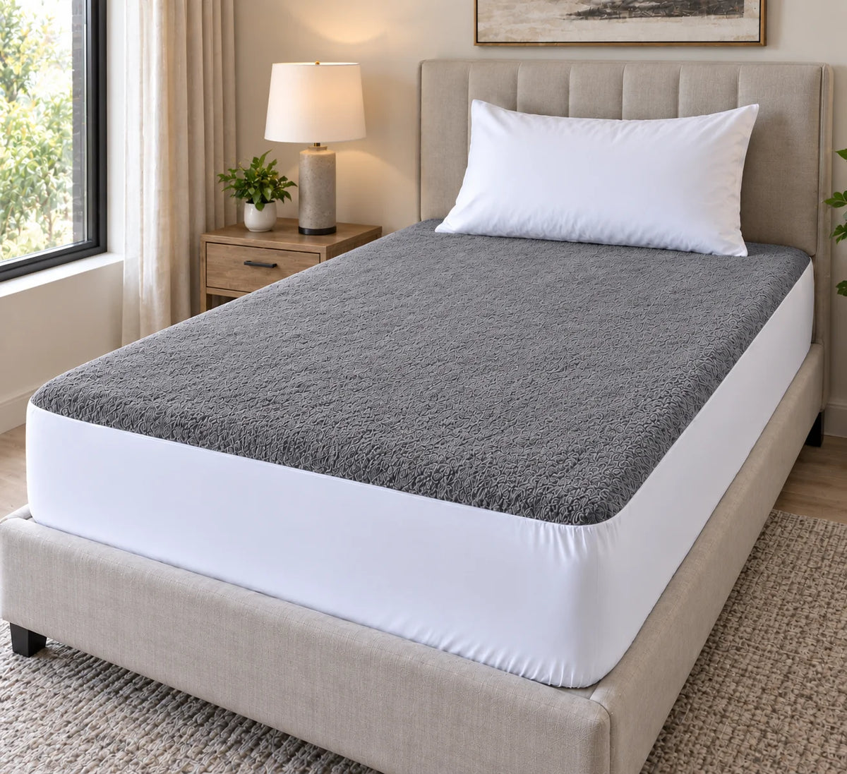 Waterproof Mattress Protector-Gray-Single