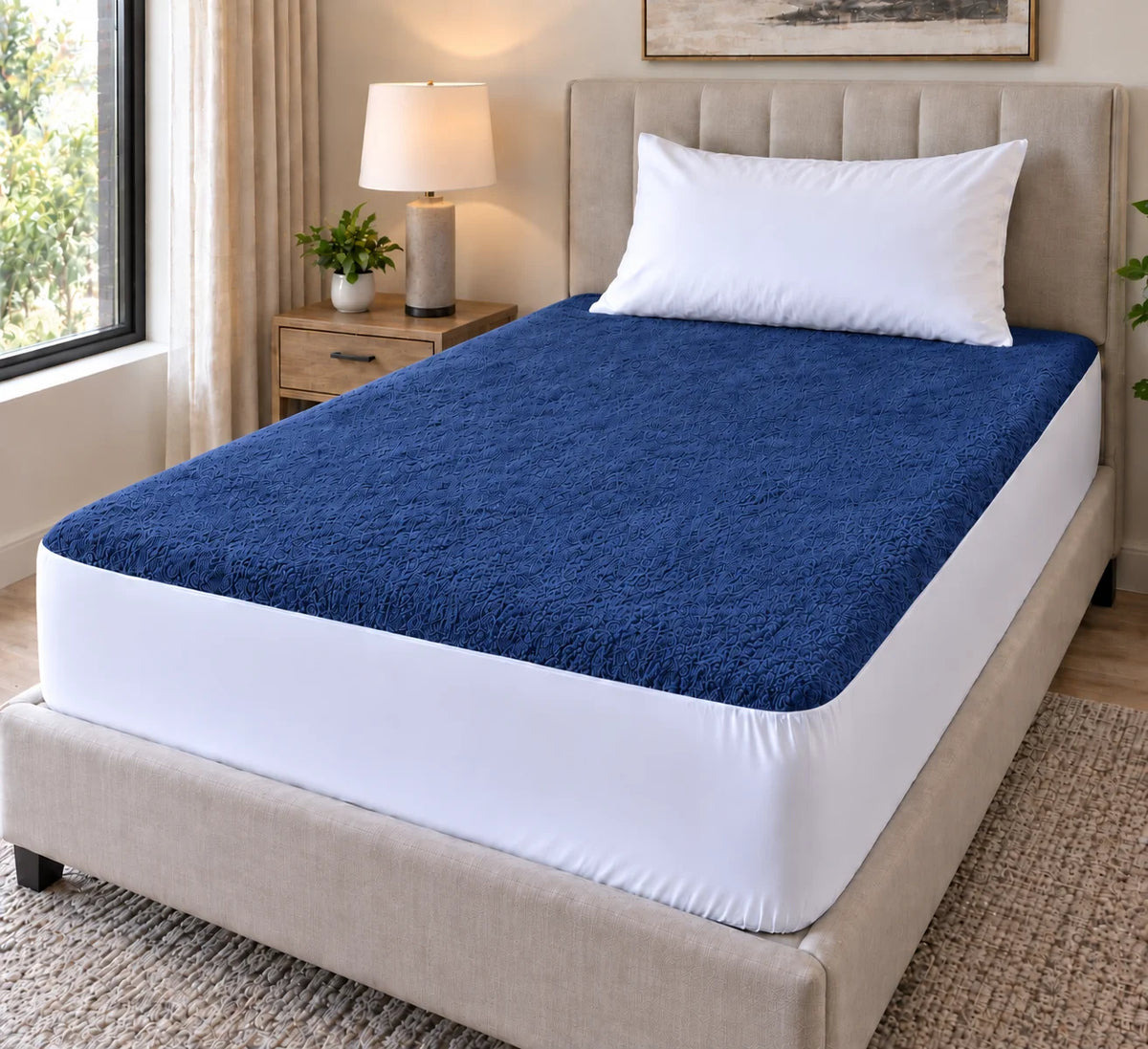 Waterproof Mattress Protector-Dark Blue-Single