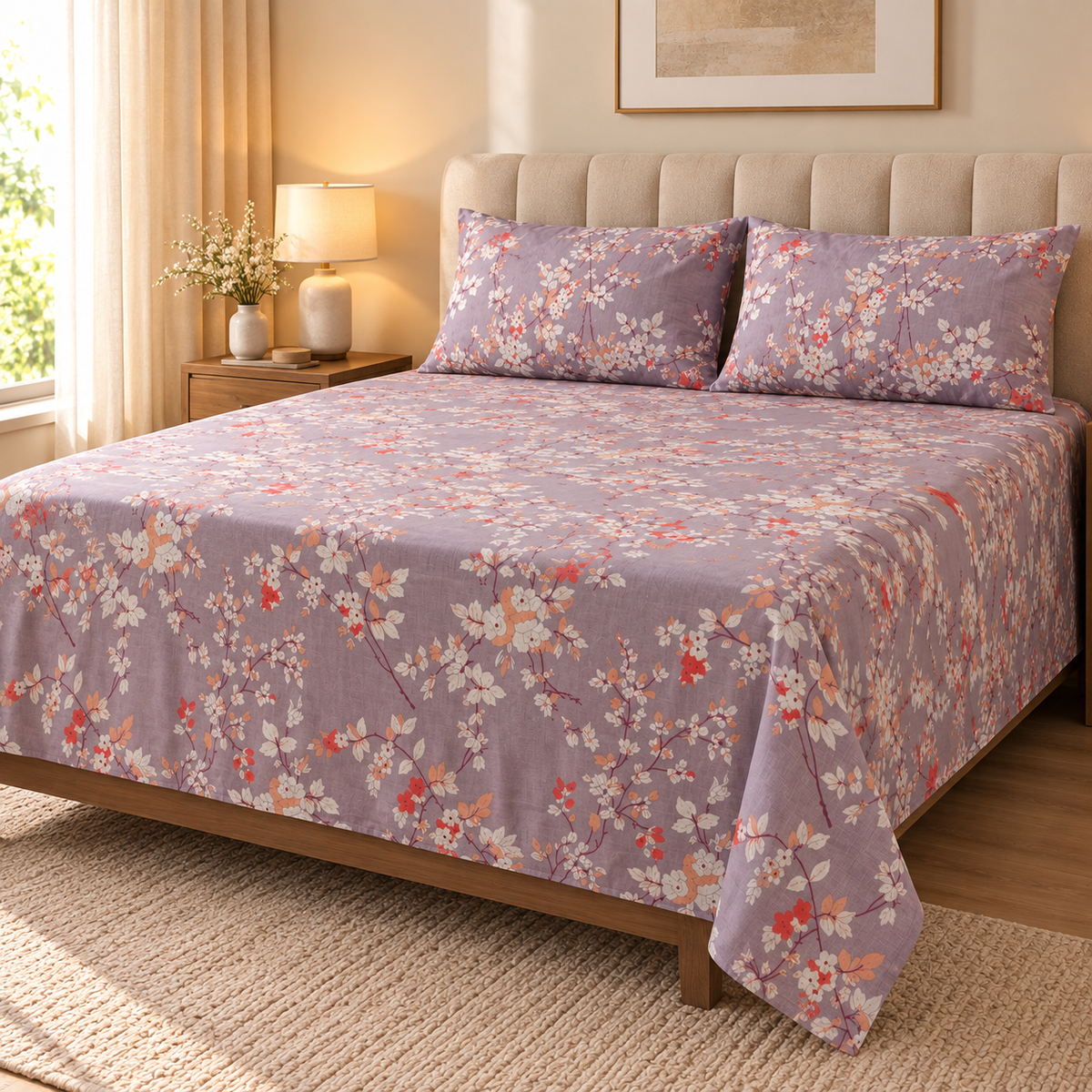 Light Purple-Cotton Bedsheet