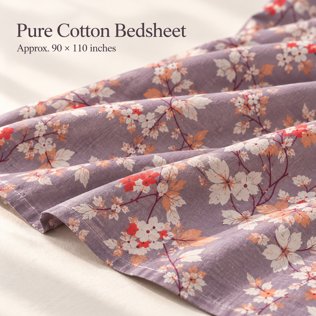 Light Purple-Cotton Bedsheet