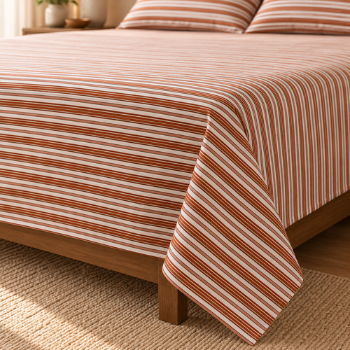 Dark brown Striped-Cotton Bedsheet